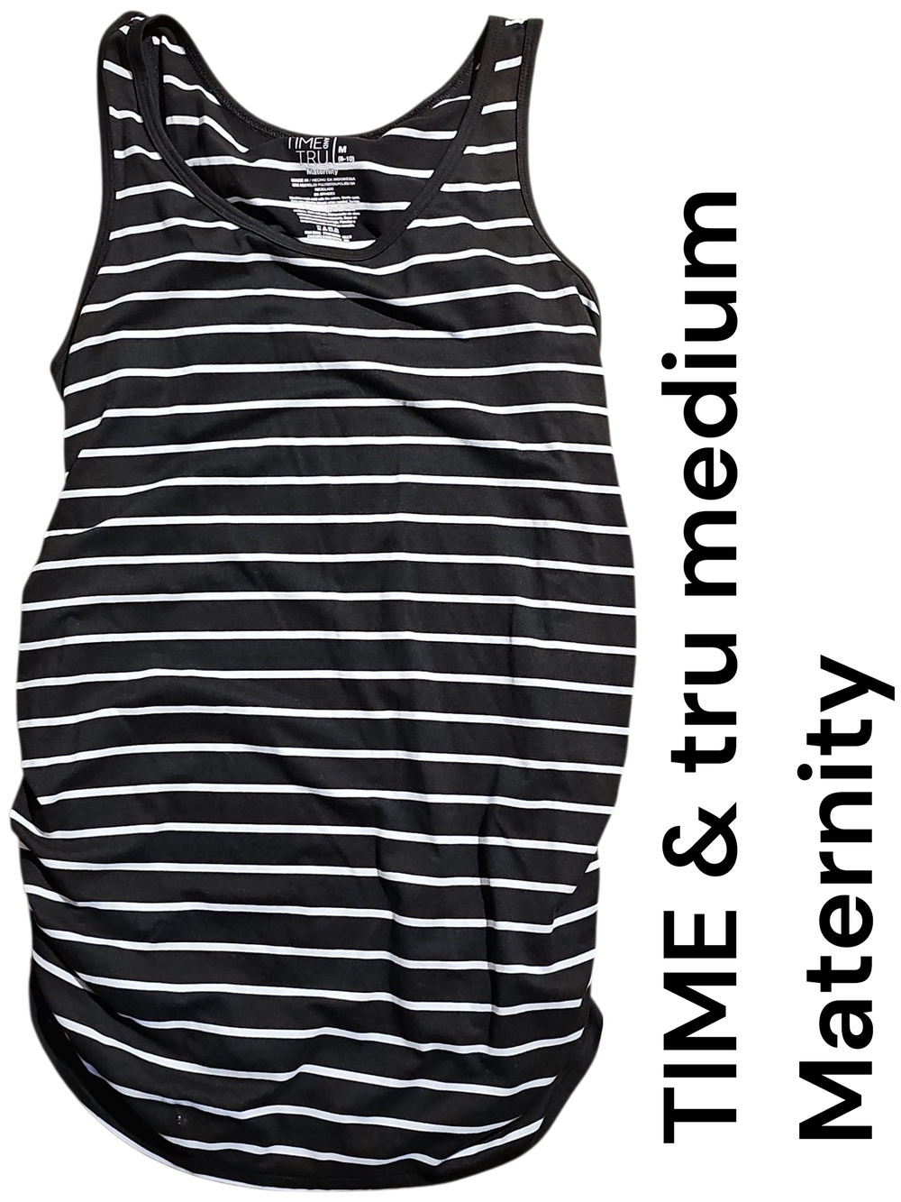 Time and Tru Black and White Striped Tank Top